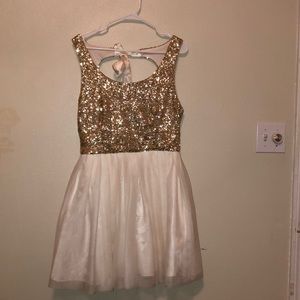 Sequin top, white short prom/homecoming dress